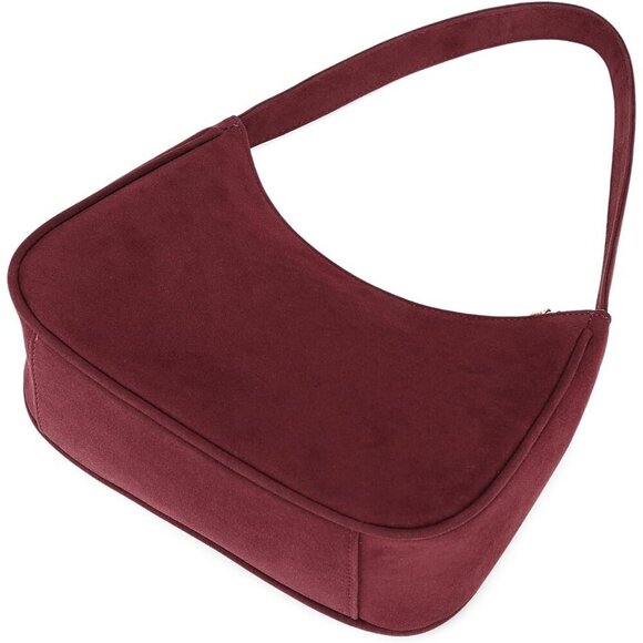 Women Suede Cherry Imported Polyester Leather Zipper Closure Cute Tote Handbag - Picture 5 of 7